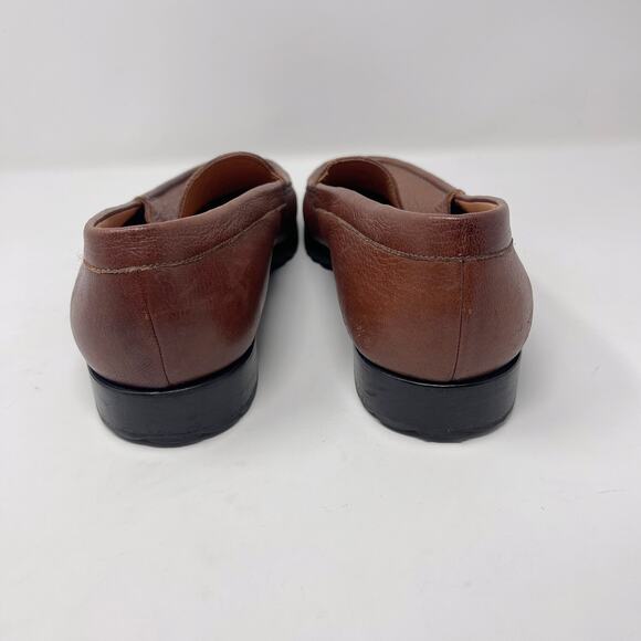 Faconnable Mens Size 12 Tan Brown Leather Square Toe Loafers Slip On Driver Shoe - Picture 9 of 11